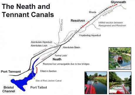 Map of the Neath and Tennant canals