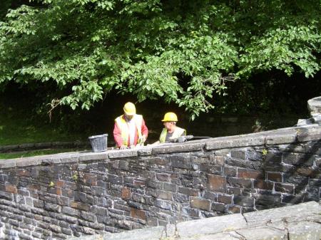 Pointing of stonework continues. Pointing of stonework continues.